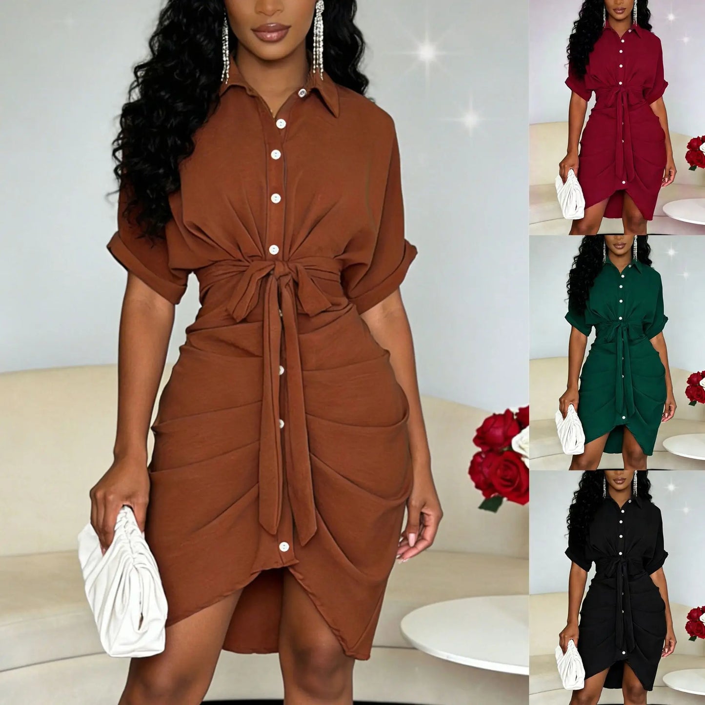 Vestido Monalisse™ Estilo Camisero Con Cintura Ajustable