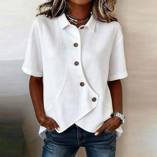Blusa Celisse™ Con Corte Asimétrico Y Botones Frontales