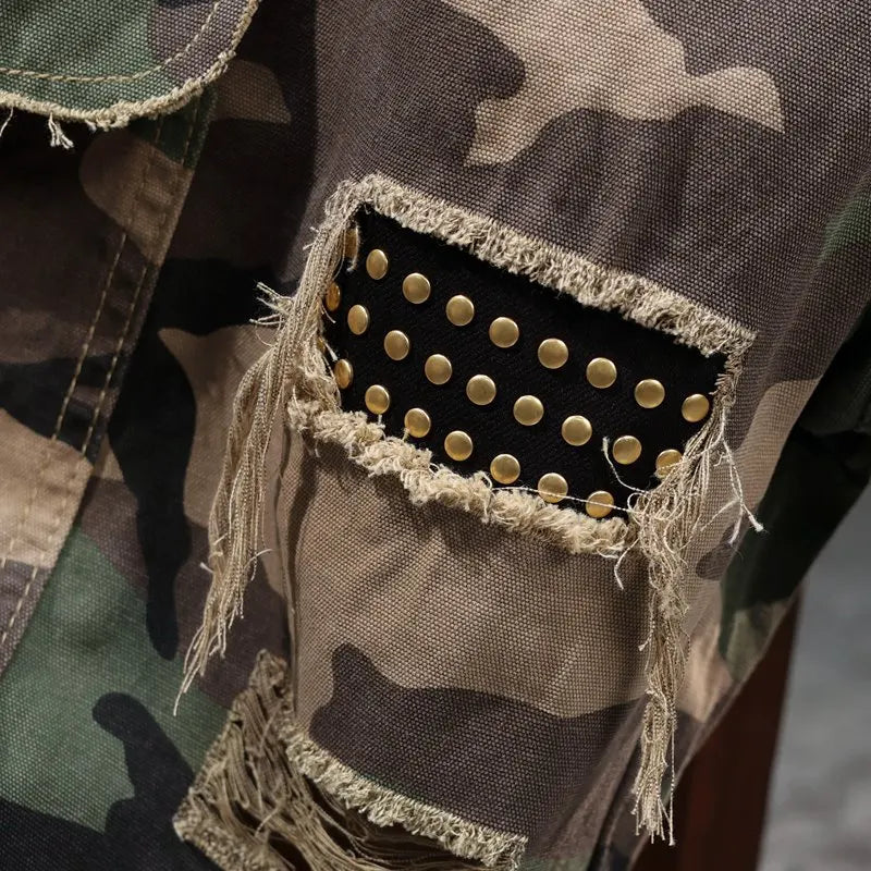 Bermudas Cael™ de Tejido Resistente con Estampado Camuflado y Detalles Desgastados