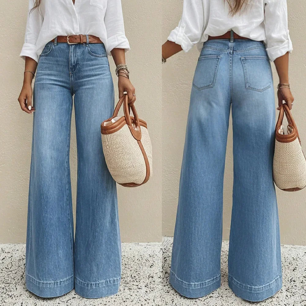 Jeans Valenza™ de Cintura Alta y Corte Pantalón de Pierna Ancha