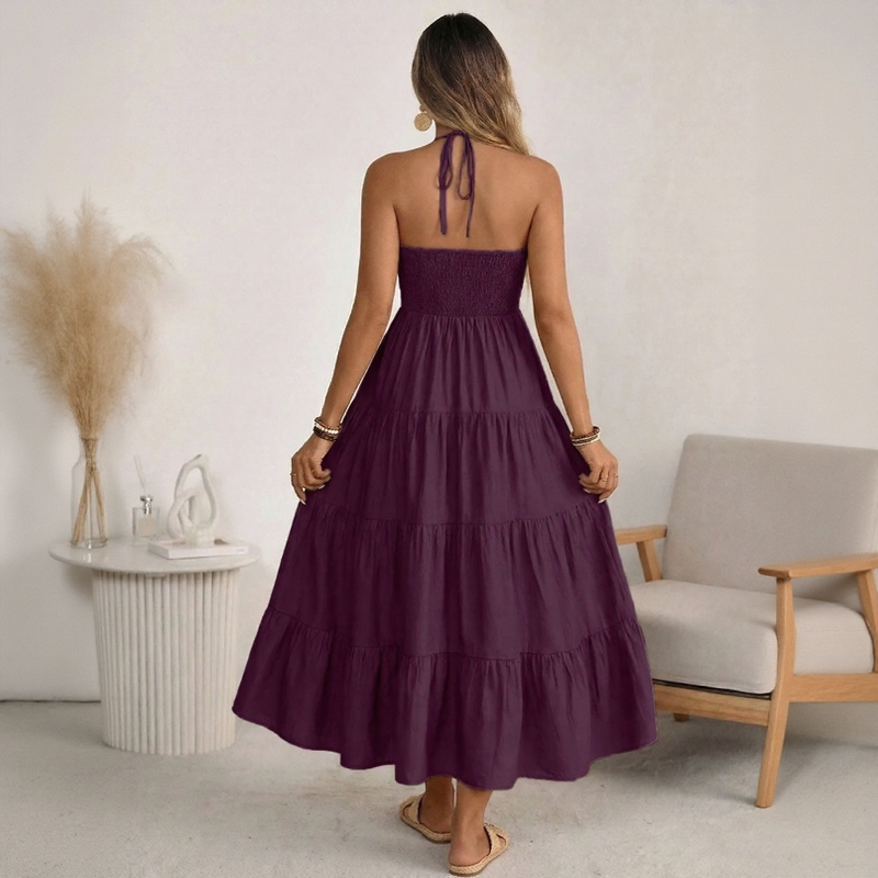 Vestido Solara Breeze™ Con Escote Halter y Falda Amplia En Capas