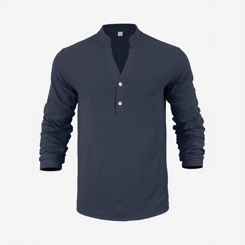 Camisa Stephan™ De Algodón y Lino Con Diseño Minimalista