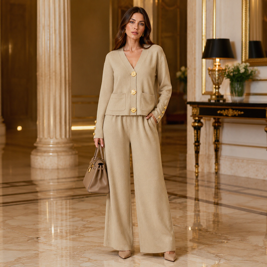 Conjunto Altesse™ Con Botones Dorados y Pantalón Palazzo