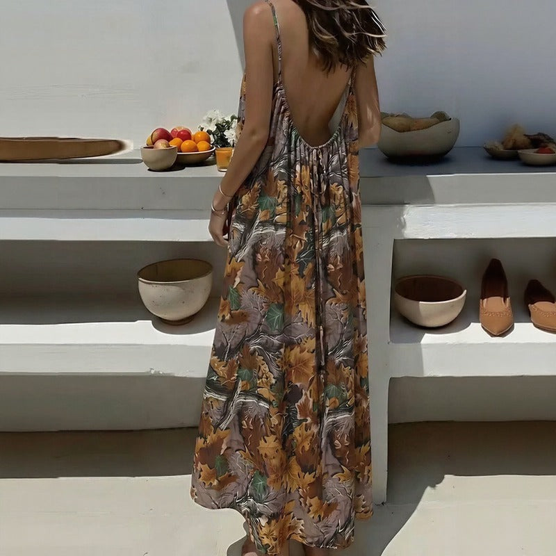 Vestido Monet™ con Estampados Llamativos y Espalda Abierta