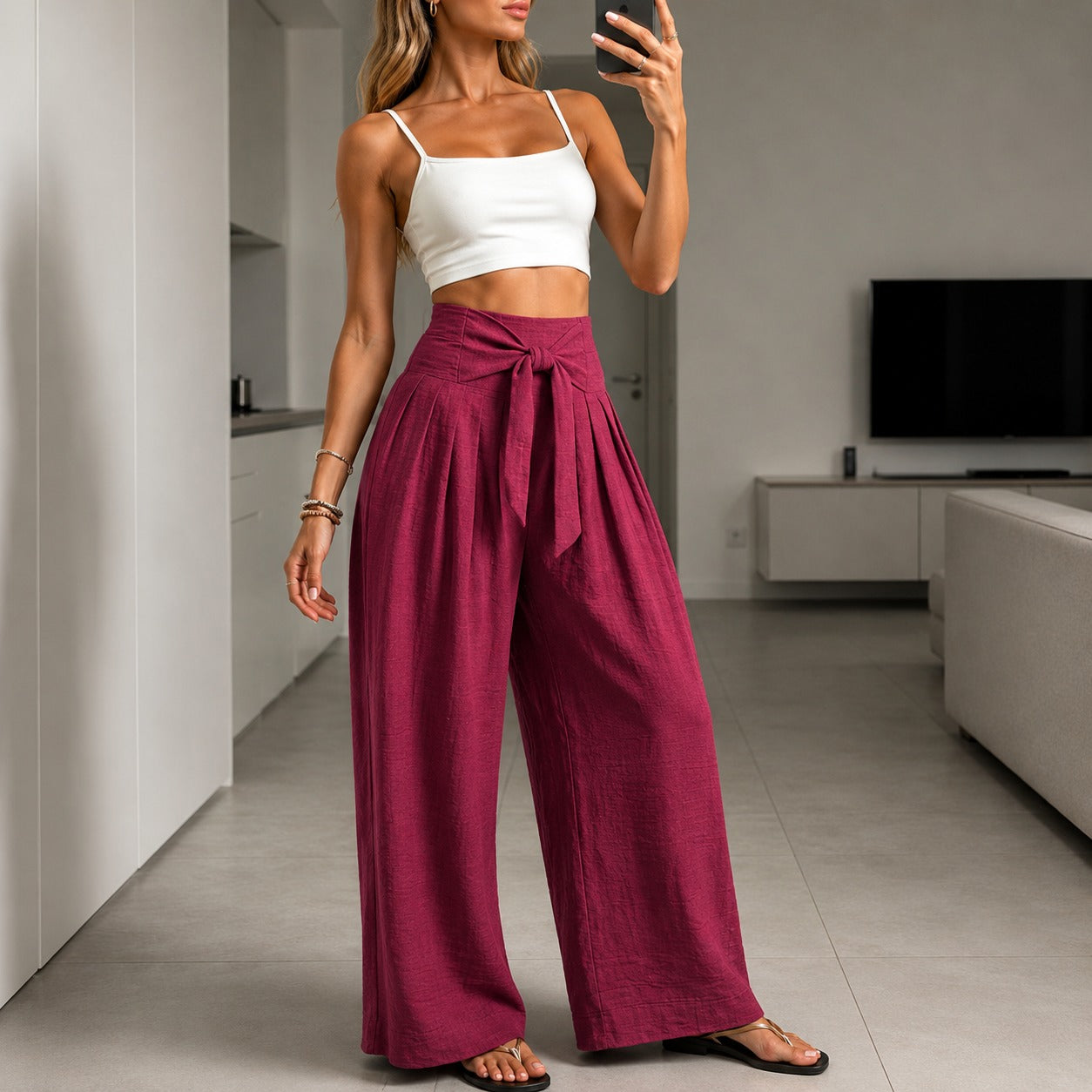 Pantalón Ariela™ con Cinturón Ajustable Elegante y Cintura Estructurada