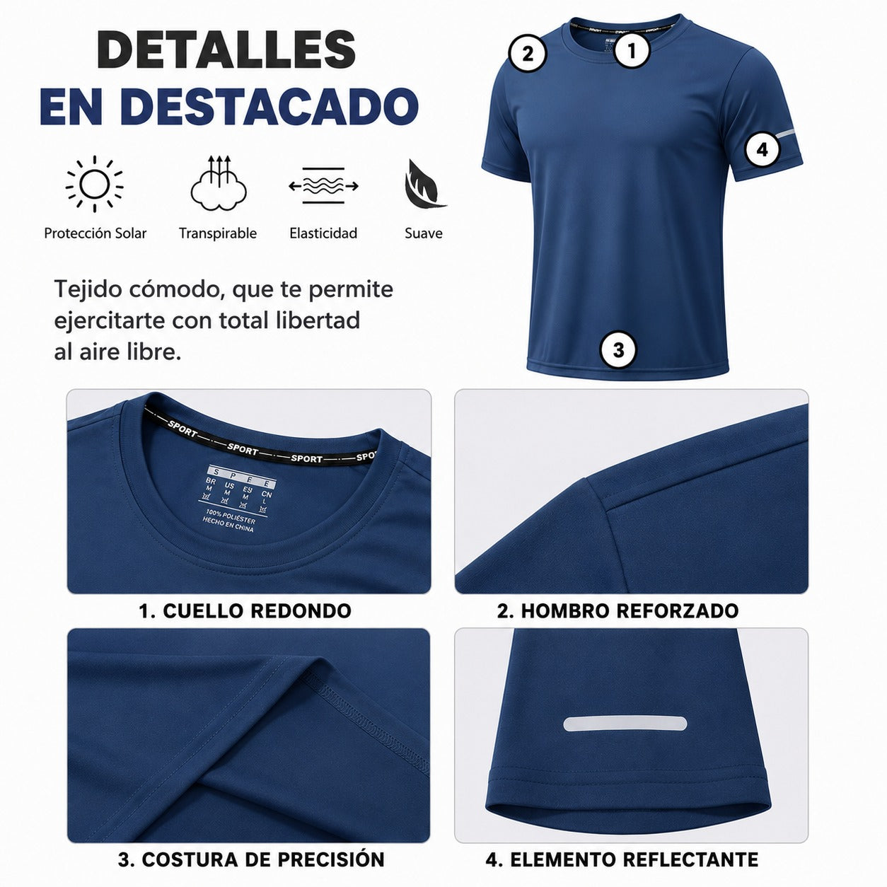 Camiseta Brenner™ con Protección Solar UPF 50+ y Tecnología DryFit