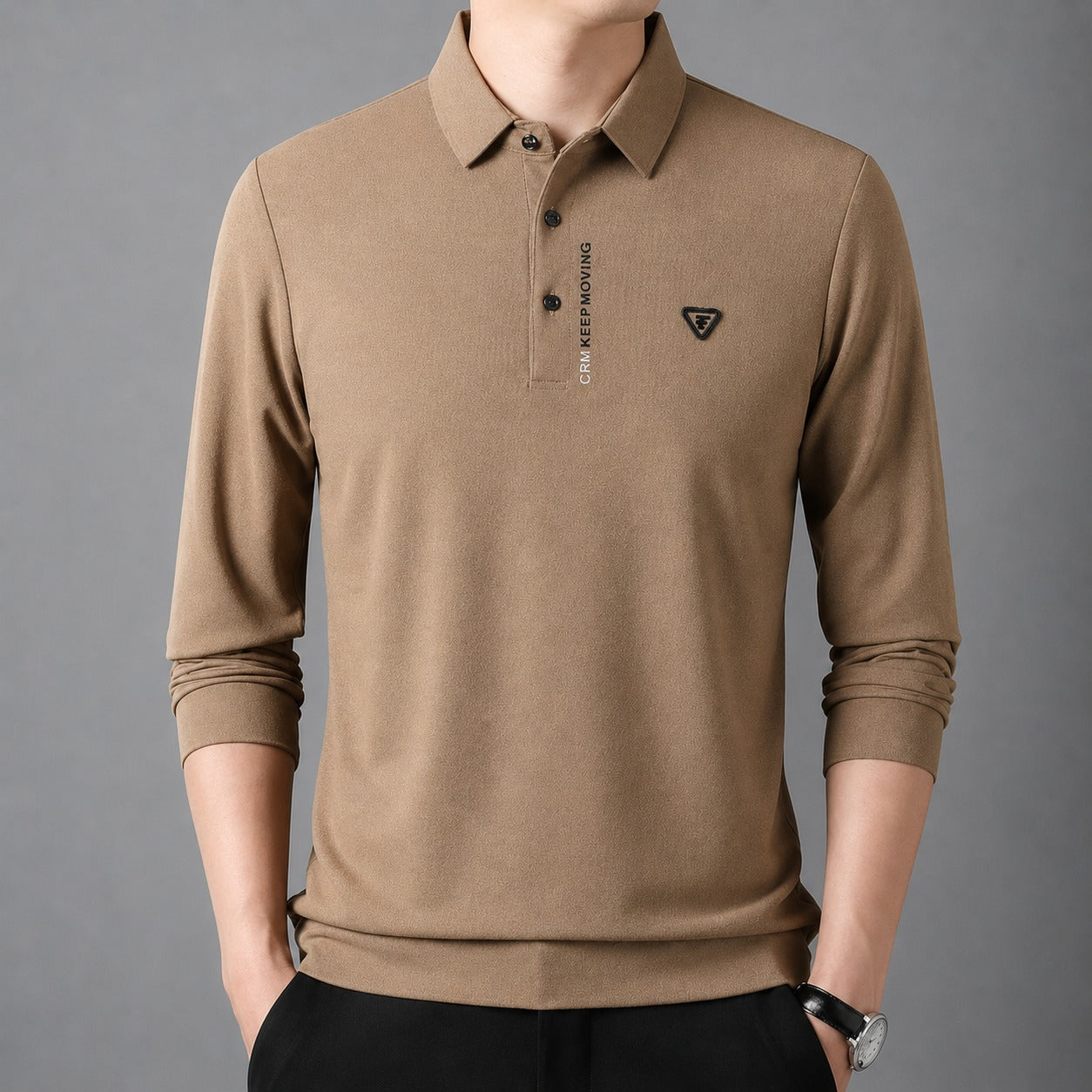 Camisa Polo Aldren™ con Manga Larga, Textura Piqué y Cuello Clásico
