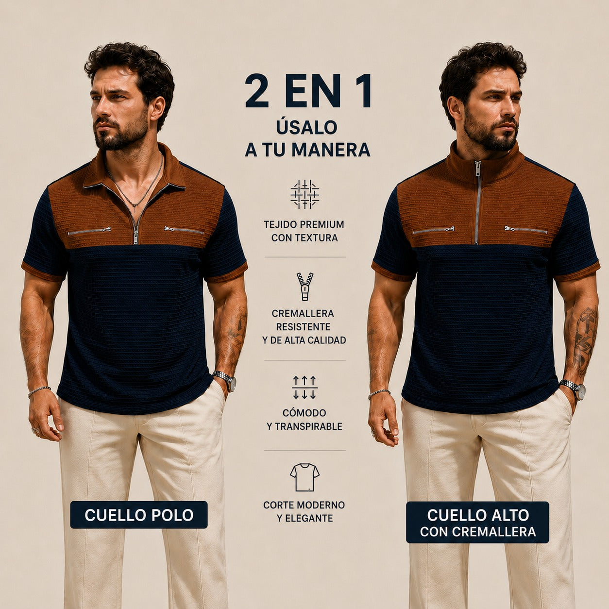 Camisa Axton™ con Cuello de Cremallera y Estilo Moderno