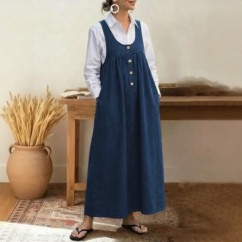Vestido Meadow™ Estilo Pichi Con Botones Frontales Minimalistas