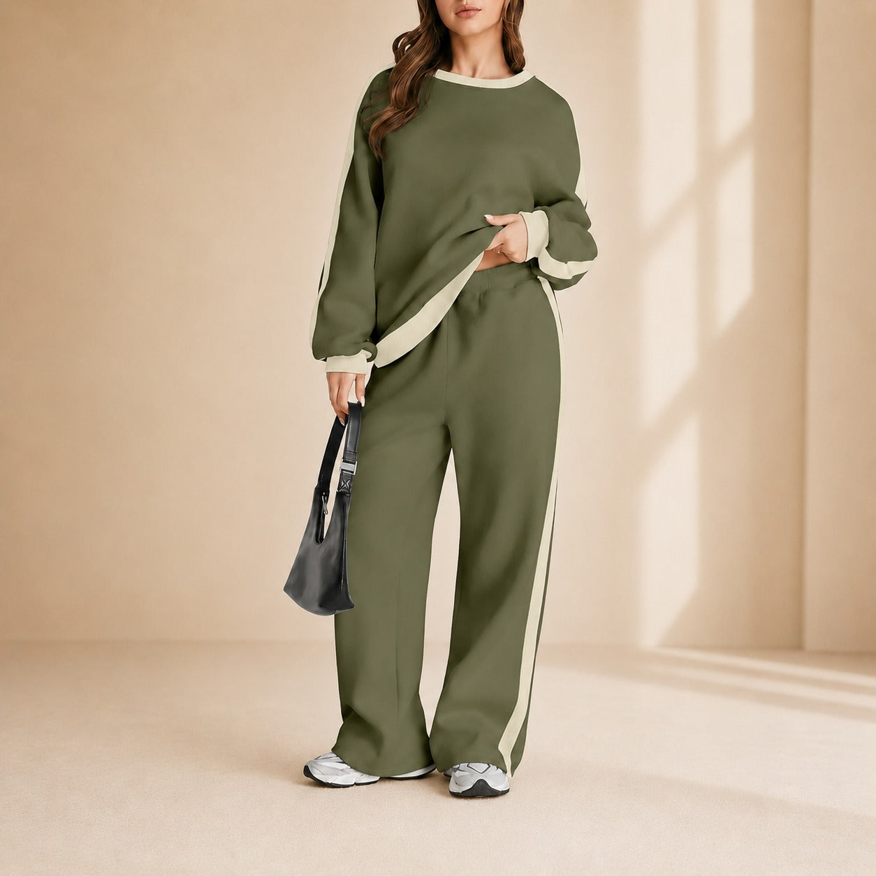 Conjunto de Sudadera Celestelle™ Con Rayas Laterales y Pantalón Amplio