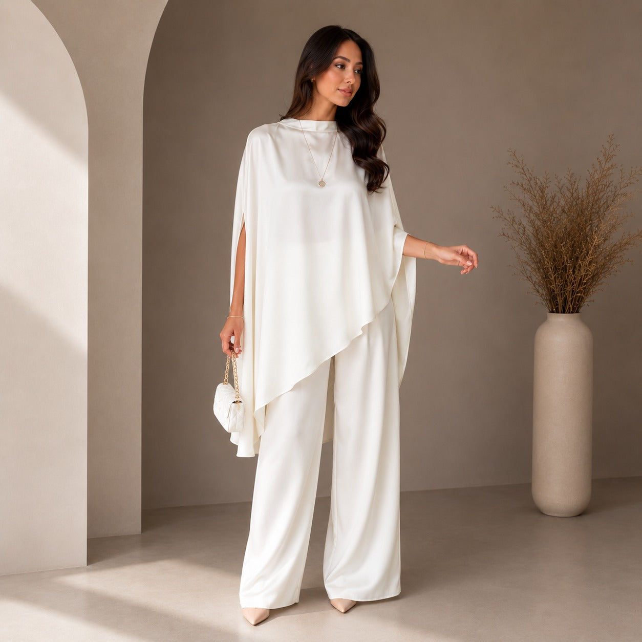 Conjunto Mirelisse™ Con Blusa Capa Fluida y Pantalón Palazzo