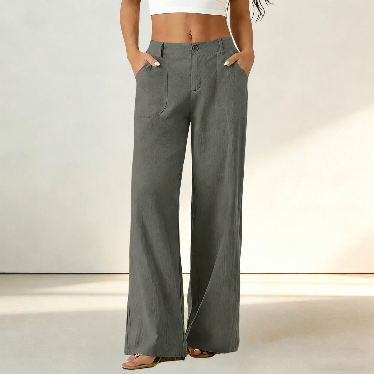 Pantalón Sorena™ de Talle Alto con Bolsillos Amplios y Corte Recto / Comodidad que mantiene un estilo impecable