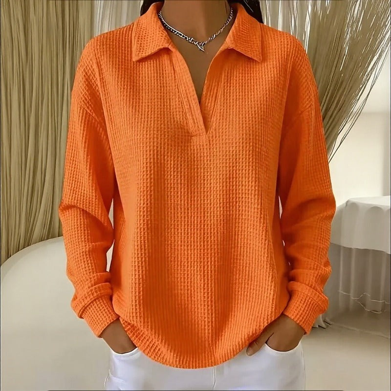 Blusa Luma™ con Tejido Texturizado, Cuello Clásico y Corte Amplio