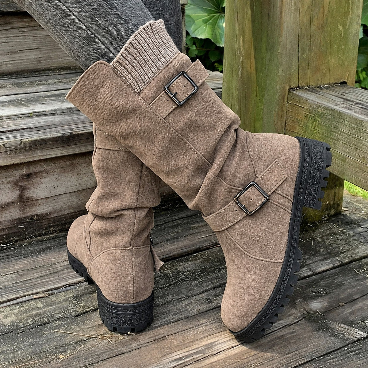 Bota Montelle™ de Caña Media con Hebillas Laterales y Suela Dentada