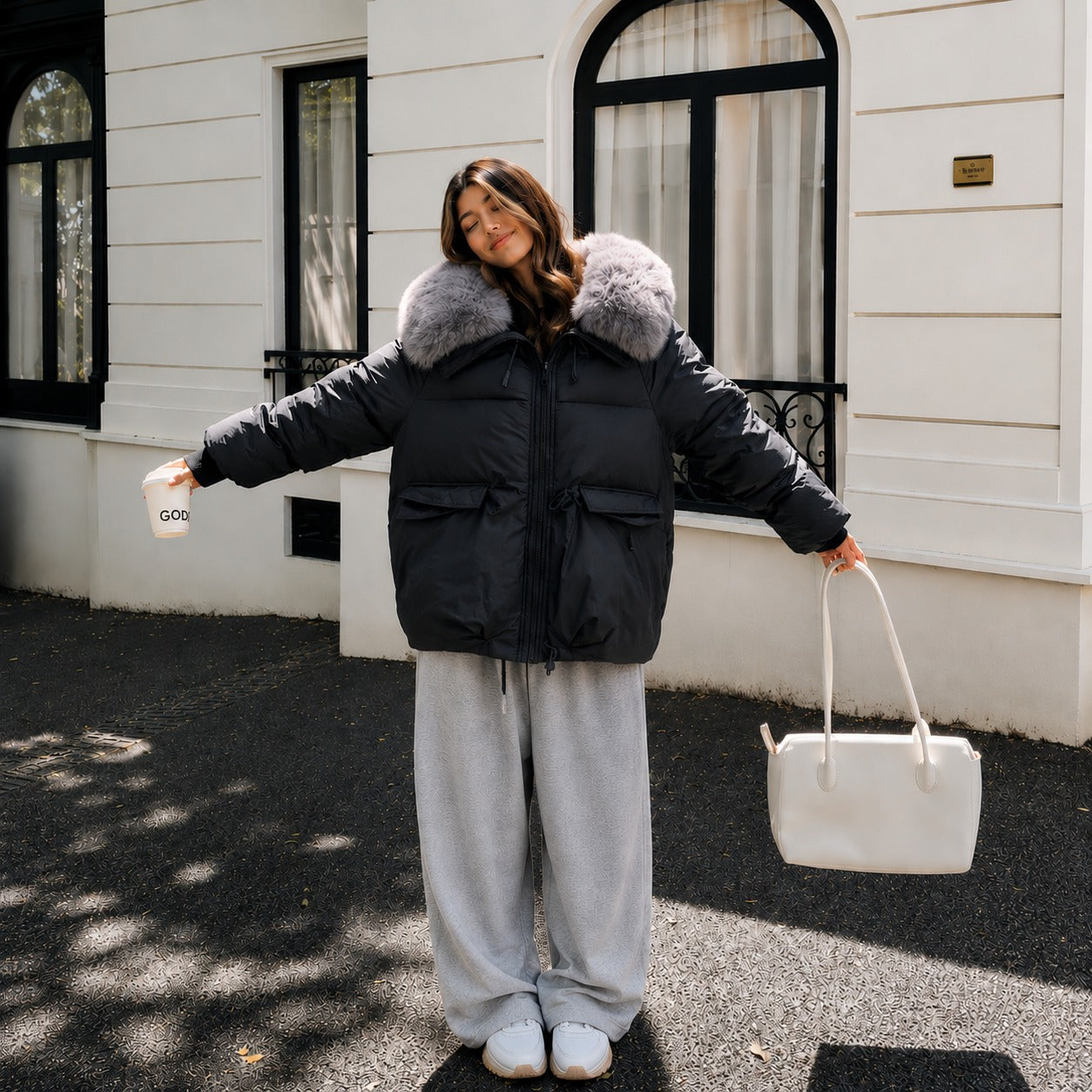 Chaqueta Dorenne™ con Puffer Premium, Cuello de Pelo Sintético y Puños de Canalé
