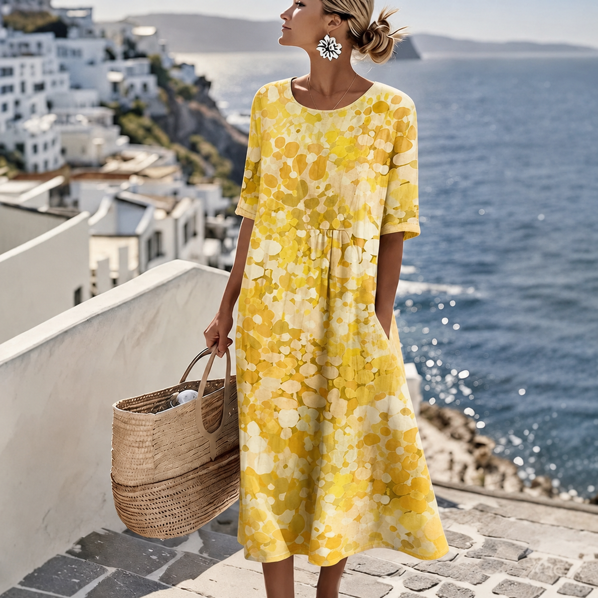 Vestido Florenne™ con Estampado Floral Abstracto y Corte Amplio