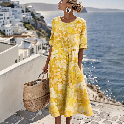 Vestido Florenne™ con Estampado Floral Abstracto y Corte Amplio