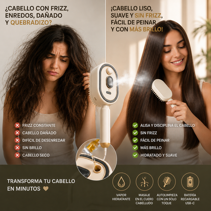 Cepillo Eléctrico 3 en 1 – Reduce el Frizz, Alisa y Masajea Sin Romper el Cabello