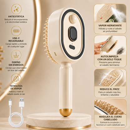 Cepillo Eléctrico 3 en 1 – Reduce el Frizz, Alisa y Masajea Sin Romper el Cabello