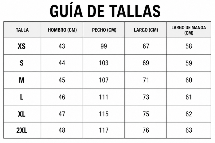 Guía de tallas
