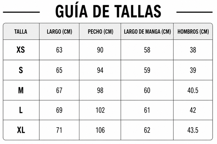 Guía de tallas