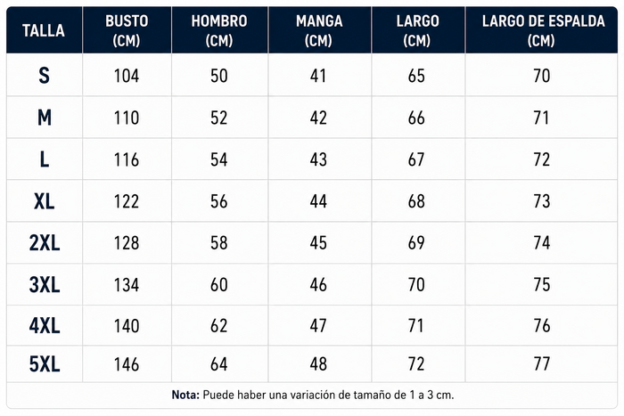 Guía de tallas