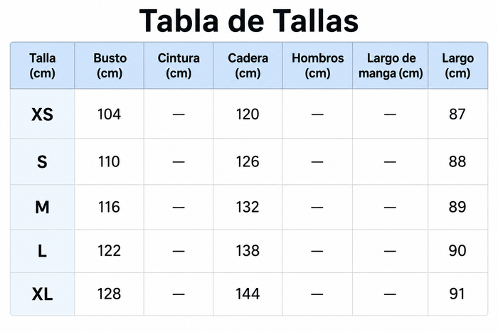 Guía de tallas