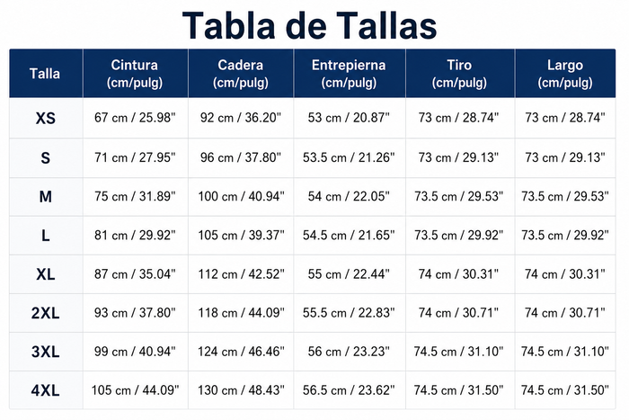 Guía de tallas