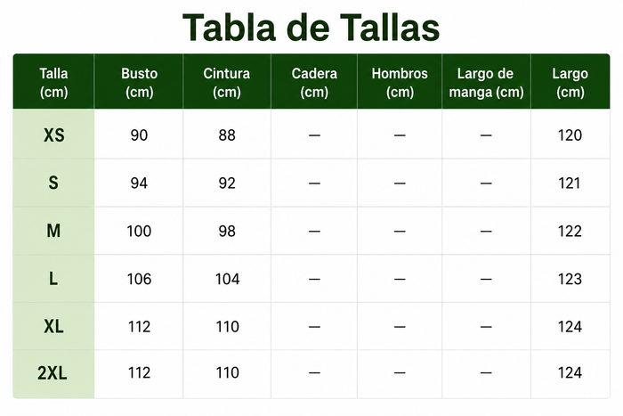 Guía de tallas