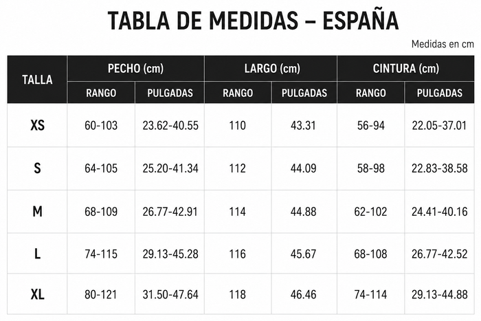 Guía de tallas