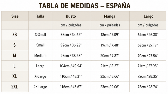 Guía de tallas