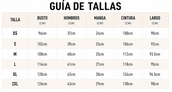 Guía de tallas