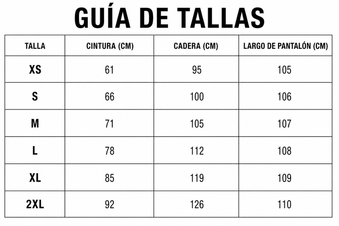 Guía de tallas