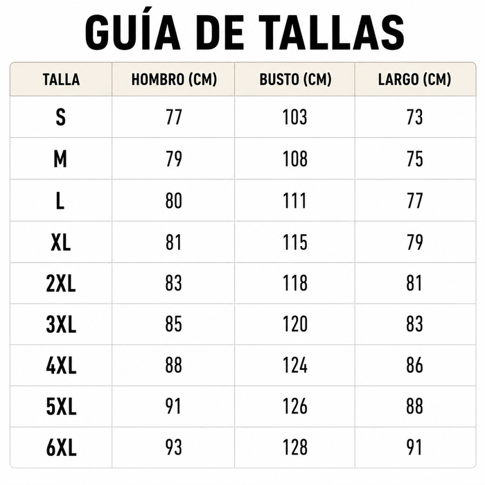 Guía de tallas