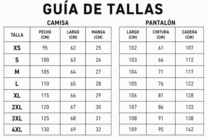 Guía de tallas