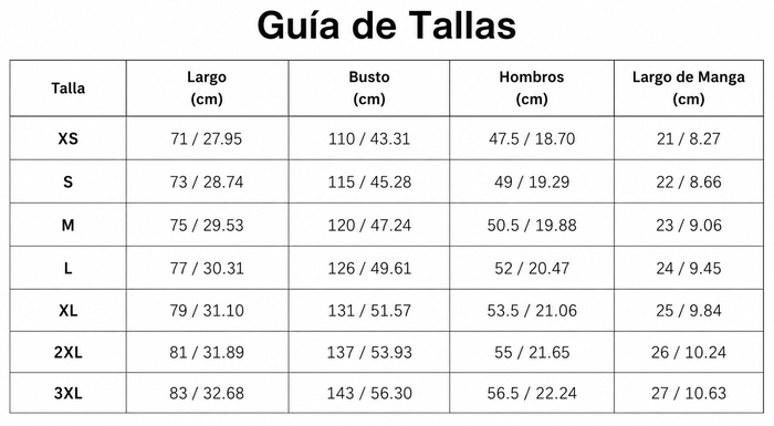 Guía de tallas