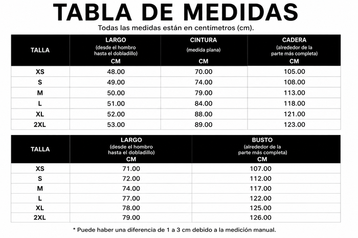 Guía de tallas