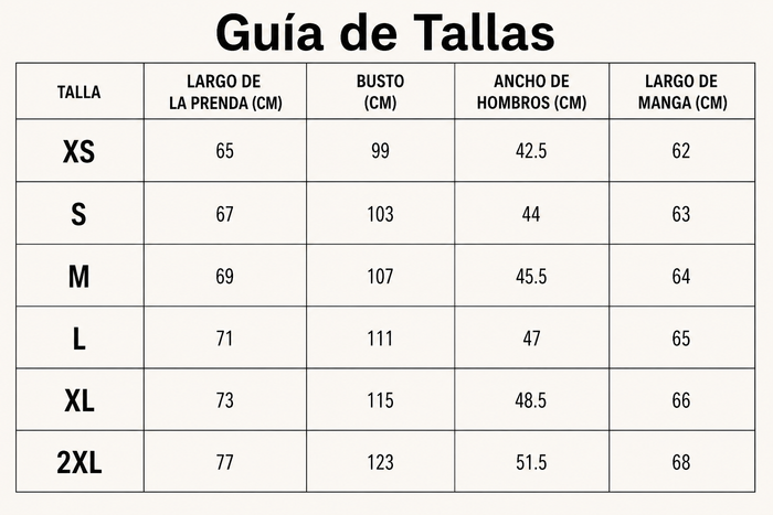 Guía de tallas
