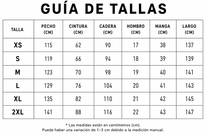 Guía de tallas
