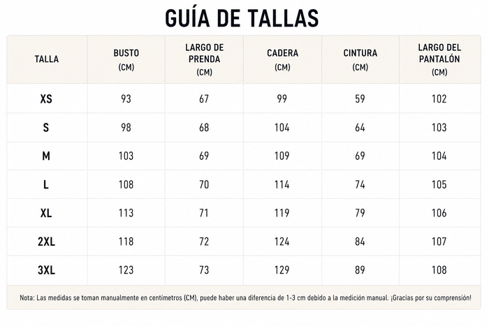 Guía de tallas
