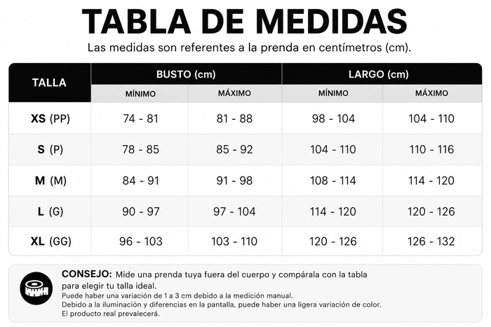 Guía de tallas