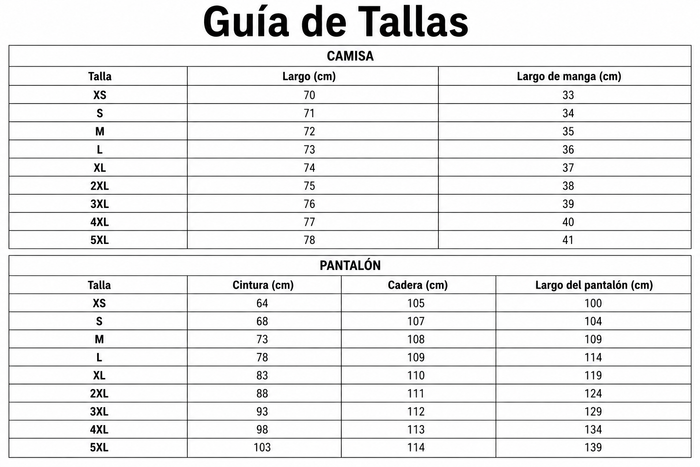 Guía de tallas