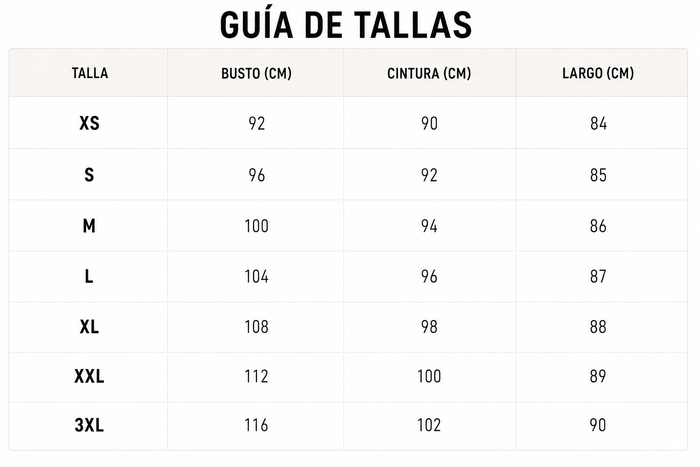 Guía de tallas