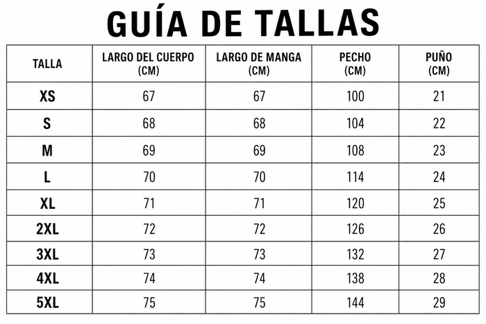 Guía de tallas