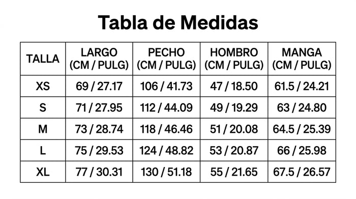 Guía de tallas
