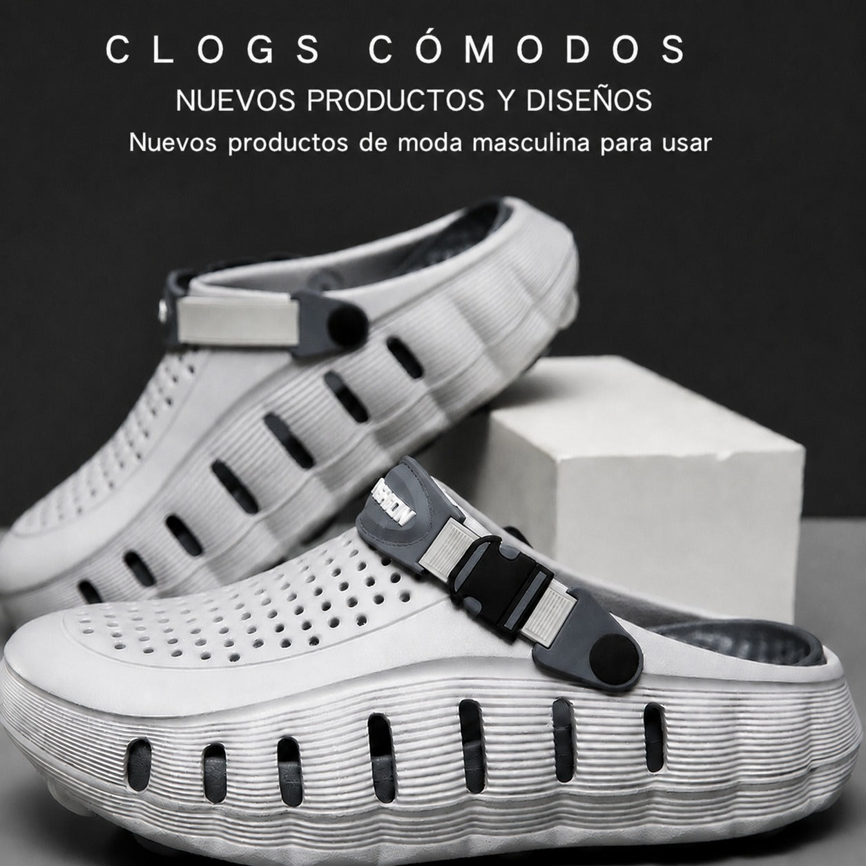 Zueco Masculino Orven™ con Empeine Perforado, Correa Ajustable y Suela de Plataforma