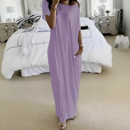 Vestido Maxi Daphne™ con Escote Amplio y Bolsillos Laterales