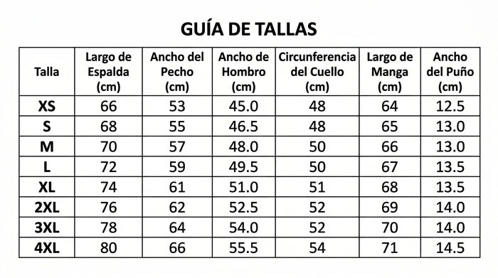 Guía de tallas