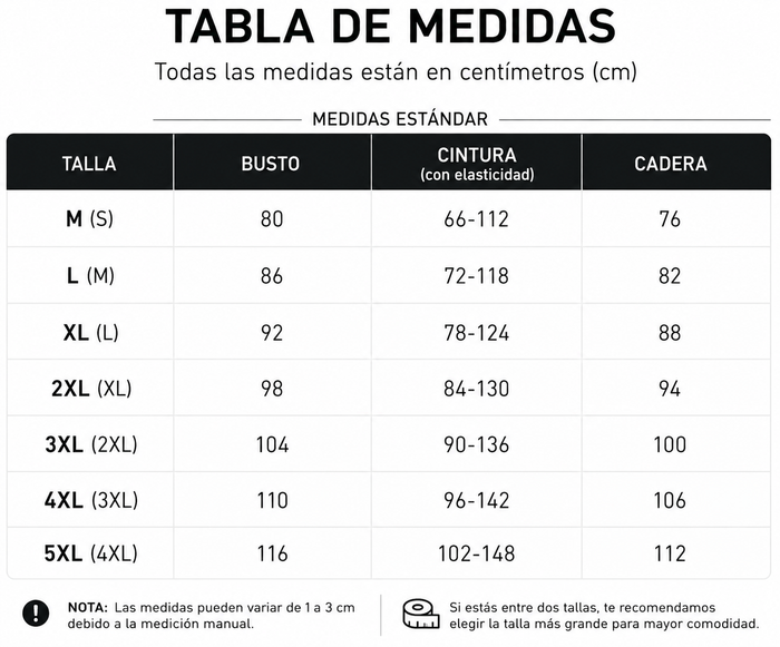 Guía de tallas