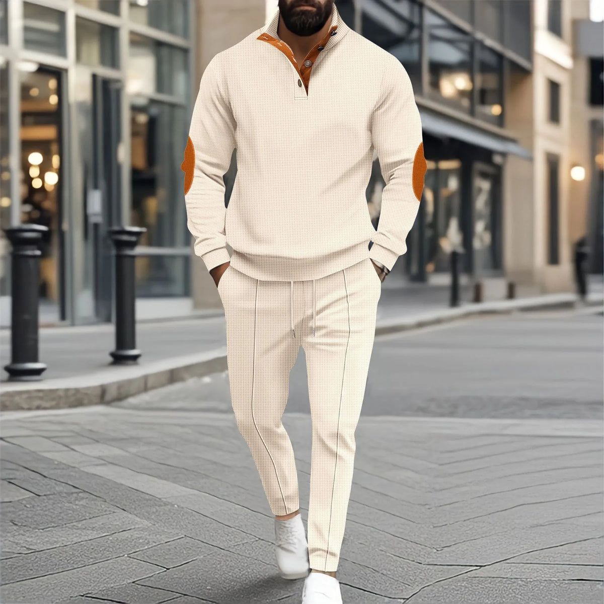 Conjunto Adriano™ con Suéter de Cuello Alto, Coderas y Pantalón Entallado